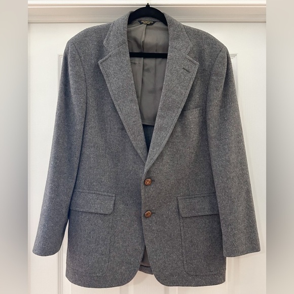 Hunter Haig Vintage 100% Camel Hair Gray Mens Blazer XL